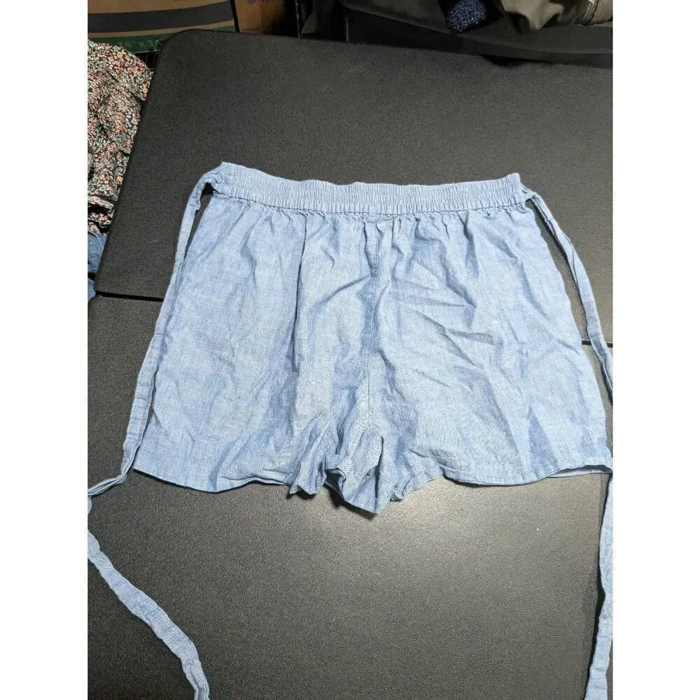 J. Crew Tie-Waist Chambray Blue Short Women's Size 10